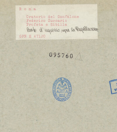 Rückseite von ICCD [https://www.deutsche-digitale-bibliothek.de/content/lizenzen/rv-ez/] Freskenzyklus zur Passion ChristiProphet und Sibylle - , bh095760_recto. Foto.