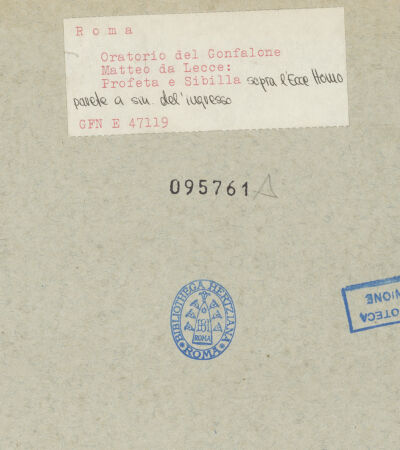 Rückseite von ICCD [https://www.deutsche-digitale-bibliothek.de/content/lizenzen/rv-ez/] Freskenzyklus zur Passion ChristiEin Prophet und eine Sibylle - gesamt, bh095761_recto. Foto.