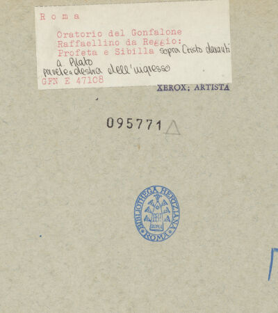 Rückseite von ICCD [https://www.deutsche-digitale-bibliothek.de/content/lizenzen/rv-ez/] Freskenzyklus zur Passion ChristiProphet und Sibylle - , bh095771_recto. Foto.