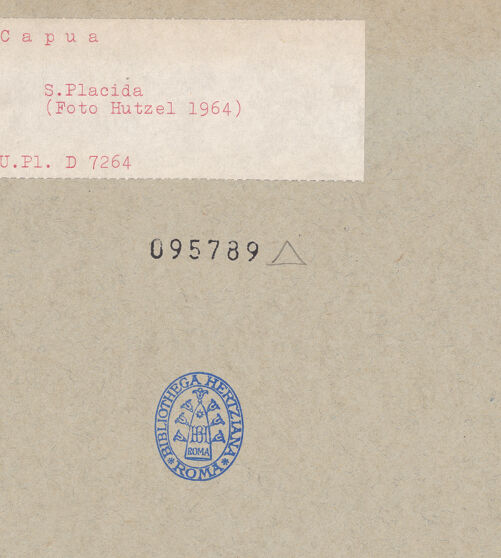 Rückseite von Bibliotheca Hertziana [https://www.deutsche-digitale-bibliothek.de/content/lizenzen/rv-ez/] Santa Placida - Innenansicht und Gewölbe vor der Restaurierung, bh095789_recto. Foto: Hutzel, Max.