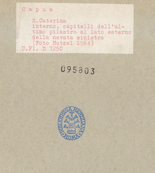 Rückseite von Bibliotheca Hertziana [https://www.deutsche-digitale-bibliothek.de/content/lizenzen/rv-fz/] Santa Caterina - Rechter Pfeiler zwischen der Hauptkapelle und der Vierung, bh095803_recto. Foto: Hutzel, Max.