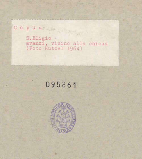 Rückseite von Hutzel, Max [https://www.deutsche-digitale-bibliothek.de/content/lizenzen/rv-ez/] Ruine neben der Kirche Sant'Eligio - Ansicht der Ruine, bh095861_recto. Foto: Hutzel, Max.