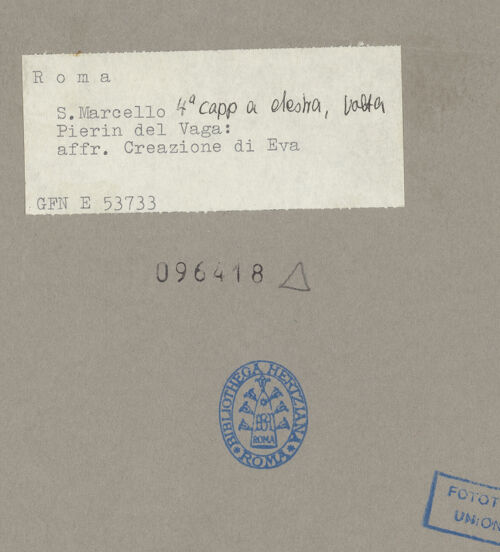 Rückseite von ICCD [https://www.deutsche-digitale-bibliothek.de/content/lizenzen/rv-ez/] Dekoration der DeckeErschaffung Evas - , bh096418_recto. Foto.