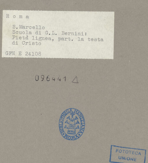 Rückseite von ICCD [https://www.deutsche-digitale-bibliothek.de/content/lizenzen/rv-ez/] Pietà - Detail: Kopf Christi, bh096441_recto. Foto.