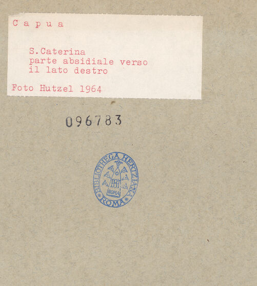 Rückseite von Hutzel, Max [https://www.deutsche-digitale-bibliothek.de/content/lizenzen/rv-ez/] Santa Caterina - Blick zur Hauptkapelle von links, bh096783_recto. Foto: Hutzel, Max.