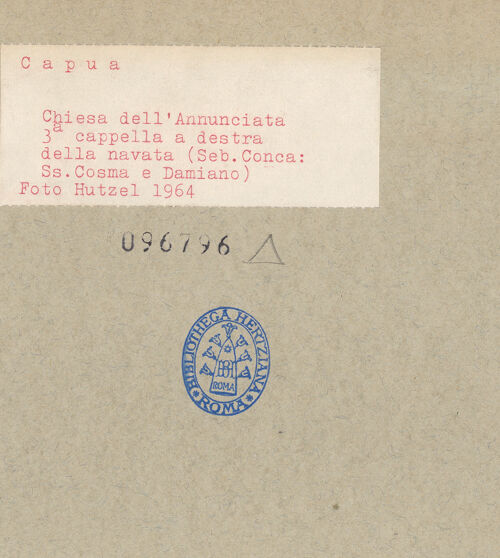 Rückseite von Hutzel, Max [https://www.deutsche-digitale-bibliothek.de/content/lizenzen/rv-ez/] Chiesa dell'AnnunciataCappella dei Santi Cosma e Damiano (dritte Kapelle rechts) - Ansicht, bh096796_recto. Foto: Hutzel, Max.