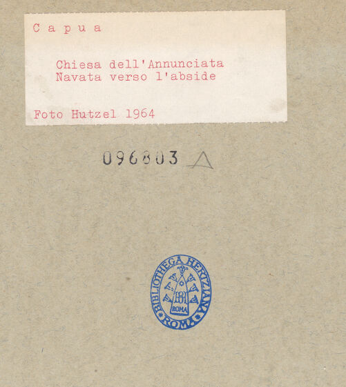 Rückseite von Hutzel, Max [https://www.deutsche-digitale-bibliothek.de/content/lizenzen/rv-ez/] Chiesa dell'Annunciata - Blick nach dem Presbyterium, bh096803_recto. Foto: Hutzel, Max.