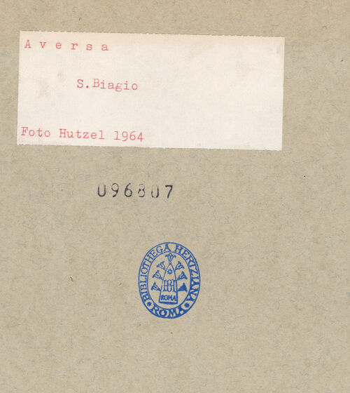 Rückseite von Hutzel, Max [https://www.deutsche-digitale-bibliothek.de/content/lizenzen/rv-ez/] San Biagio - Seitenansicht in Richtung Innenfassade, bh096807_recto. Foto: Hutzel, Max.