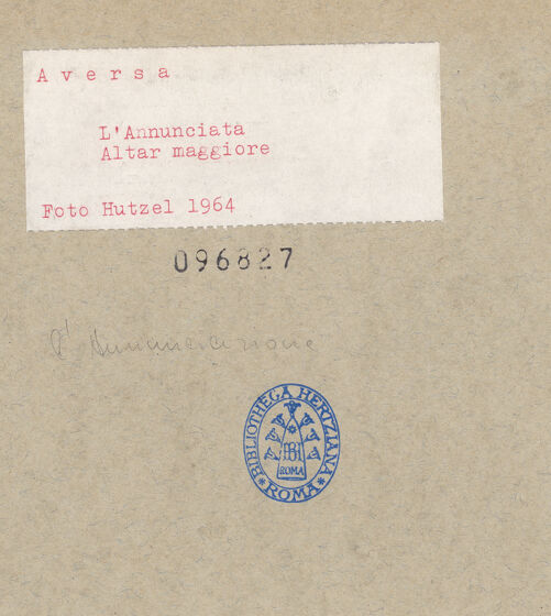 Rückseite von Hutzel, Max [https://www.deutsche-digitale-bibliothek.de/content/lizenzen/rv-ez/] Annunciata - Hauptaltar, bh096827_recto. Foto: Hutzel, Max.