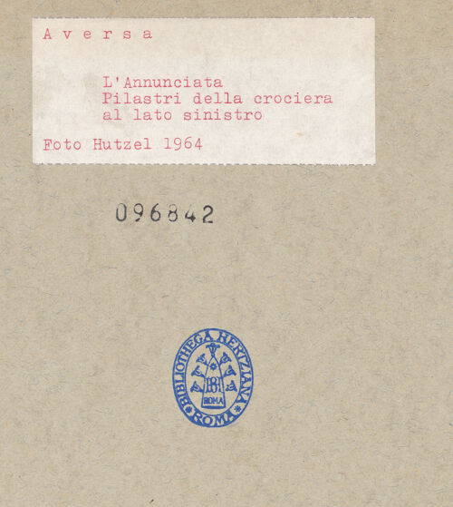 Rückseite von Hutzel, Max [https://www.deutsche-digitale-bibliothek.de/content/lizenzen/rv-ez/] Annunciata - Pfeiler, bh096842_recto. Foto: Hutzel, Max.