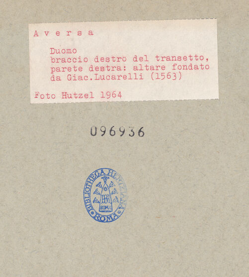 Rückseite von Hutzel, Max [https://www.deutsche-digitale-bibliothek.de/content/lizenzen/rv-ez/] Duomo - Südquerhausarm. Westwand: Kapelle des Giacomo Lucarelli (1563), bh096936_recto. Foto: Hutzel, Max.