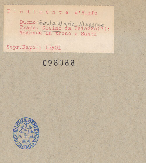 Rückseite von Sopr. BAS NA [https://www.deutsche-digitale-bibliothek.de/content/lizenzen/rv-ez/] Madonna zwischen den heiligen Jakobus dem Älteren und Margaret - Gesamtansicht, bh098088_recto. Foto.