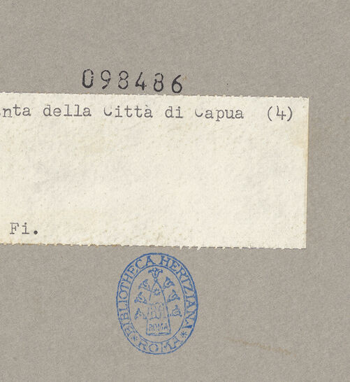 Rückseite von Bibliotheca Hertziana [https://www.deutsche-digitale-bibliothek.de/content/lizenzen/rv-ez/] Stadtplan (um 1963), Teil 4, bh098486_recto. Foto.