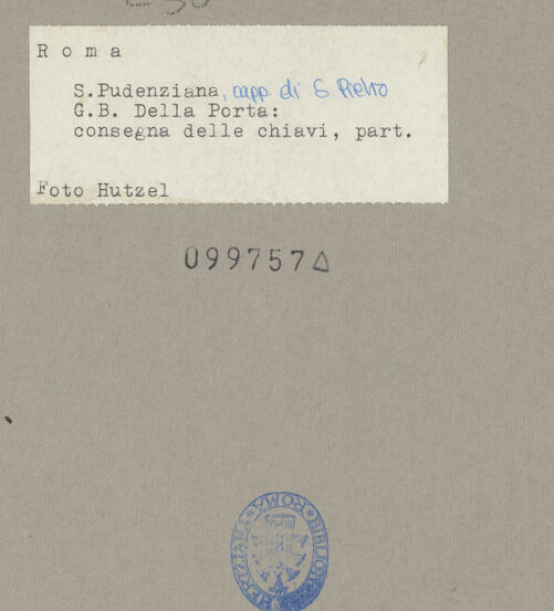 Rückseite von Hutzel, Max [https://www.deutsche-digitale-bibliothek.de/content/lizenzen/rv-ez/] Die Schlüsselübergabe - Christus, Detail: Oberkörper, bh099757_recto. Foto.