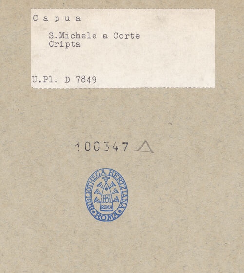 Rückseite von Bibliotheca Hertziana [https://www.deutsche-digitale-bibliothek.de/content/lizenzen/rv-fz/] Erzengel Michael - Detail, bh100347_recto. Foto.