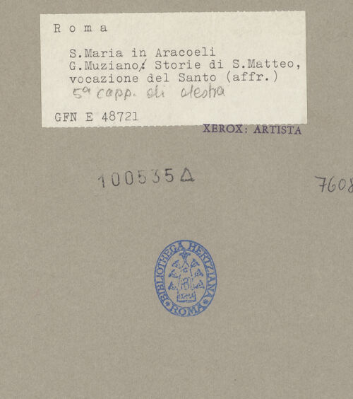 Rückseite von ICCD [https://www.deutsche-digitale-bibliothek.de/content/lizenzen/rv-ez/] Das Martyrium des heiligen MatthäusDie Berufung des heiligen Matthäus - , bh100535_recto. Foto.