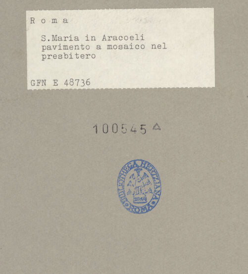 Rückseite von ICCD [https://www.deutsche-digitale-bibliothek.de/content/lizenzen/rv-ez/] Santa Maria in AracoeliChor - Paviment, bh100545_recto. Foto.