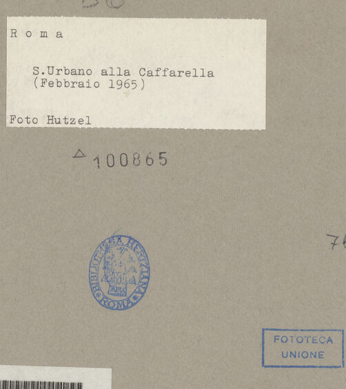 Rückseite von Hutzel, Max [https://www.deutsche-digitale-bibliothek.de/content/lizenzen/rv-fz/] Sant'Urbano alla Caffarella - Ost- und Südwand, bh100865_recto. Foto: Hutzel, Max.