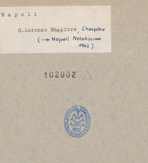 Rückseite von unbekannt [https://www.deutsche-digitale-bibliothek.de/content/lizenzen/rv-ez/] San Lorenzo Maggiore - Chor, Grundriß, bh102002_recto. Foto.