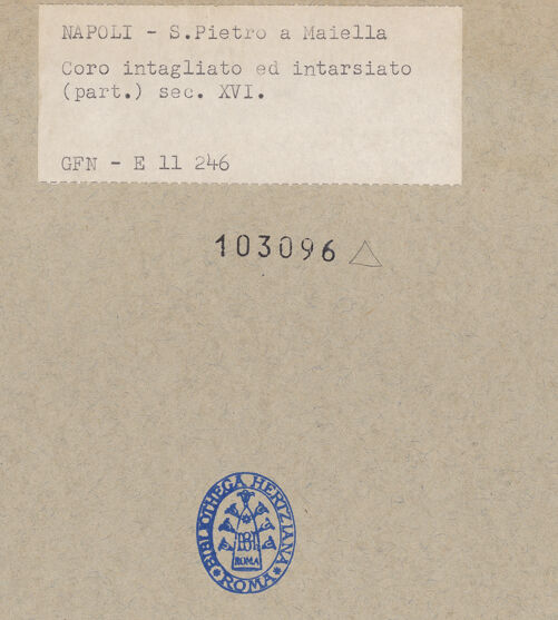 Rückseite von ICCD [https://www.deutsche-digitale-bibliothek.de/content/lizenzen/rv-ez/] Detail: die Darbringung des Christuskindes im Tempel; Pfingsten, bh103096_recto. Foto.