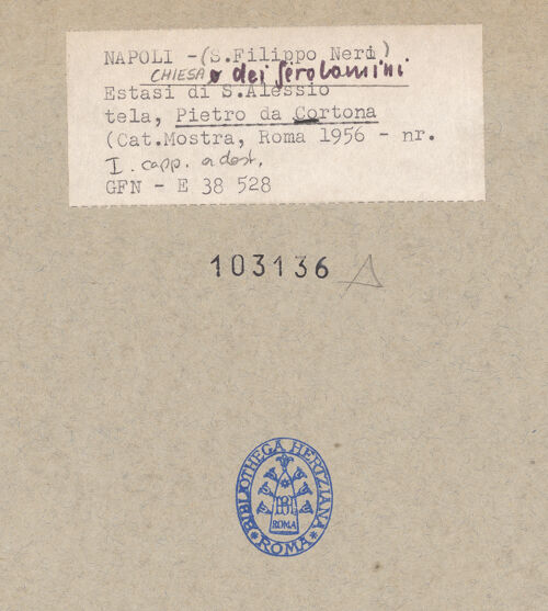 Rückseite von ICCD [https://www.deutsche-digitale-bibliothek.de/content/lizenzen/rv-ez/] Tod des heiligen Alexius - Gesamtansicht, bh103136_recto. Foto.