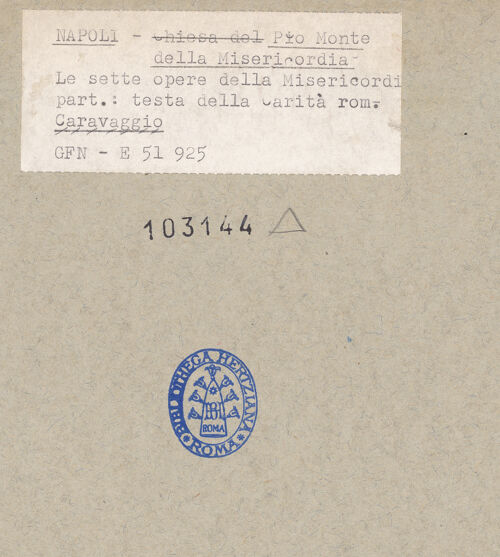 Rückseite von ICCD [https://www.deutsche-digitale-bibliothek.de/content/lizenzen/rv-ez/] Die sieben Werke der Barmherzigkeit - Detail: Caritas romana (Pero), bh103144_recto. Foto.