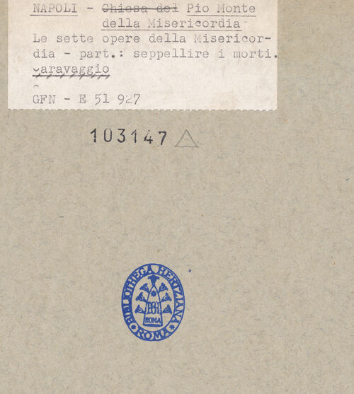 Rückseite von ICCD [https://www.deutsche-digitale-bibliothek.de/content/lizenzen/rv-ez/] Die sieben Werke der Barmherzigkeit - Detail: Tote beerdigen, bh103147_recto. Foto.