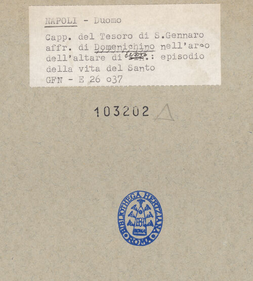 Rückseite von ICCD [https://www.deutsche-digitale-bibliothek.de/content/lizenzen/rv-ez/] Szenen aus dem Leben des Heiligen JanuariusJanuarius erscheint seiner Mutter - Gesamtansicht (vor der Restaurierung), bh103202_recto. Foto.