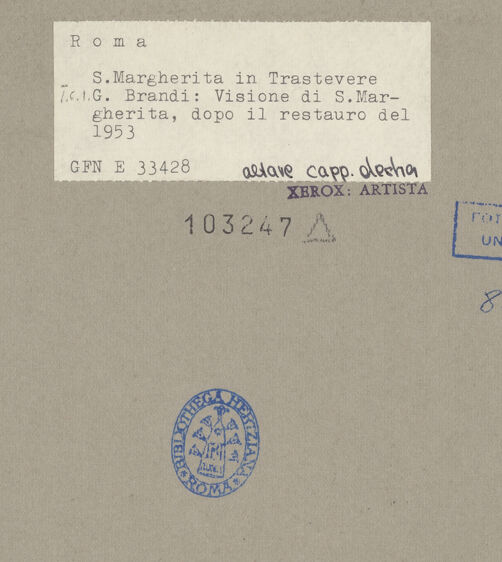 Rückseite von G.F.N. [https://rightsstatements.org/page/CNE/1.0/] Hl. Margherita - , bh103247_recto. Foto.