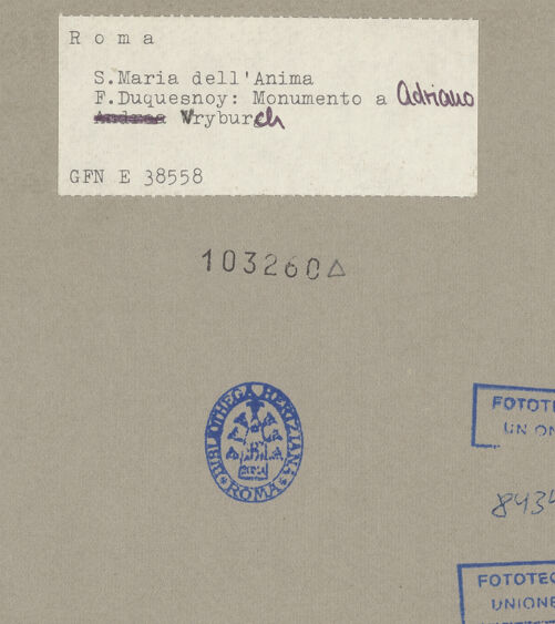 Rückseite von ICCD [https://www.deutsche-digitale-bibliothek.de/content/lizenzen/rv-ez/] Grabmal für Adriaen Vryburch aus Alkmaar, gest. 1628 - Gesamtansicht, bh103260_recto. Foto.