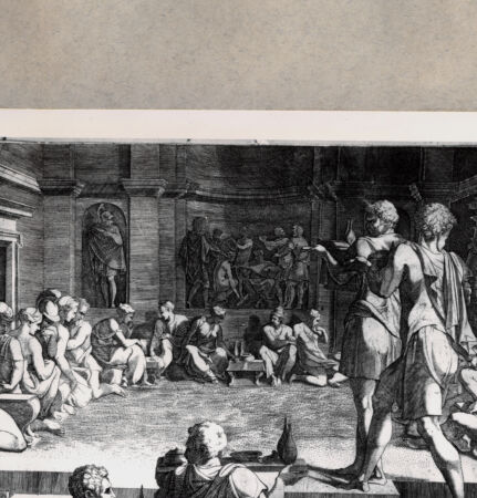 Rückseite von  [http://creativecommons.org/publicdomain/mark/1.0/] Siegesfeier Alexanders und seiner Anhänger nach der Plünderung Persepolis - , bh104569. Foto.