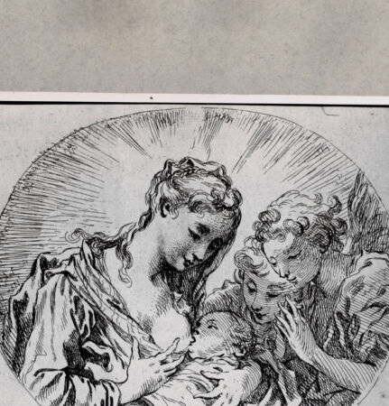 Rückseite von  [http://creativecommons.org/publicdomain/mark/1.0/] Maria stillt das Christuskind - , bh104590. Foto.