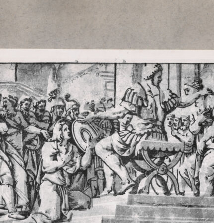 Rückseite von  [http://creativecommons.org/publicdomain/mark/1.0/] Knieender Mann vor Scipio Africanus (?) - , bh104602. Foto.