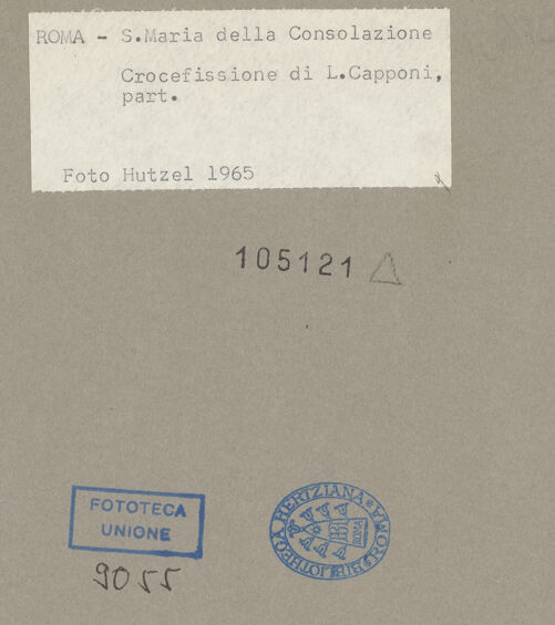 Rückseite von Hutzel, Max [https://www.deutsche-digitale-bibliothek.de/content/lizenzen/rv-fz/] Altar mit Relief Christi am Kreuz mit Maria und dem heiligen Johannes - Detail: Maria, bh105121_recto. Foto: Hutzel, Max.