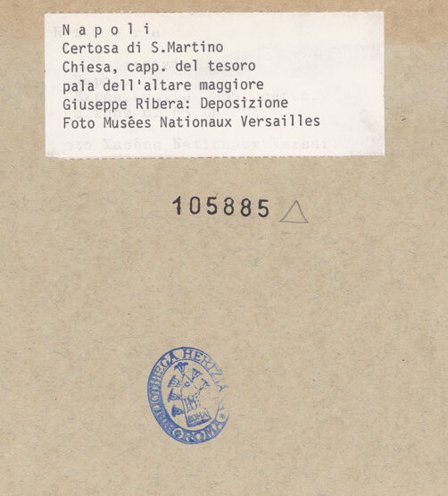 Rückseite von Musée Nationaux, Versailles [https://www.deutsche-digitale-bibliothek.de/content/lizenzen/rv-ez/] Die Trauer der Angehörigen und Freunde um Christus - Gesamtansicht, bh105885_recto. Foto.