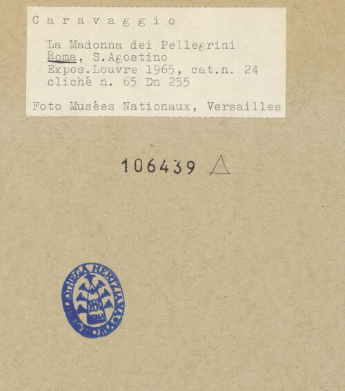 Rückseite von Musée National du Louvre [https://www.deutsche-digitale-bibliothek.de/content/lizenzen/rv-ez/] Madonna dei Pellegrini, detta 'Madonna di Loreto' - Gesamtansicht, bh106439_recto. Foto.