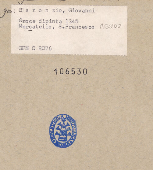 Rückseite von ICCD [https://www.deutsche-digitale-bibliothek.de/content/lizenzen/rv-ez/] Kreuz - Gesamtansicht, bh106530_recto. Foto.