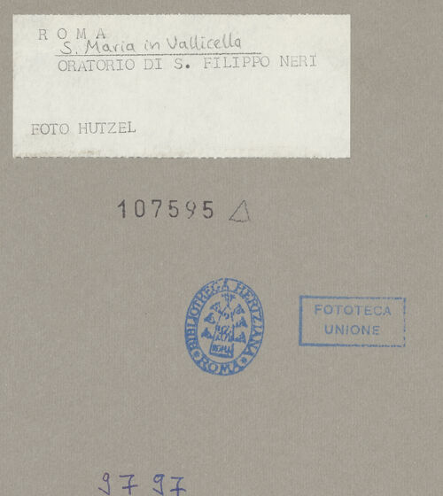 Rückseite von unbekannt [https://www.deutsche-digitale-bibliothek.de/content/lizenzen/rv-ez/] Santa Maria in VallicellaOratorio di San Filippo NeriSala Borromini - , bh107595_recto. Foto: Hutzel, Max.