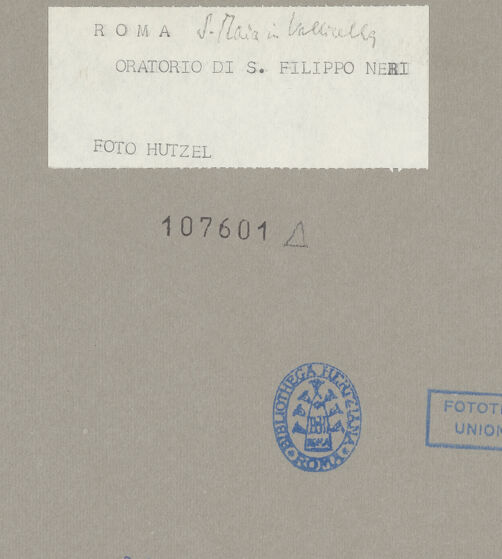 Rückseite von unbekannt [https://www.deutsche-digitale-bibliothek.de/content/lizenzen/rv-ez/] Santa Maria in VallicellaOratorio di San Filippo NeriSala Borromini - Altarwand, bh107601_recto. Foto: Hutzel, Max.