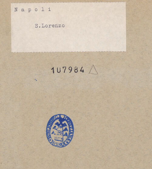 Rückseite von ICCD [https://www.deutsche-digitale-bibliothek.de/content/lizenzen/rv-fz/] San Lorenzo Maggiore - Die Apsis von Südosten während der Restaurierung von 1944, bh107984_recto. Foto.