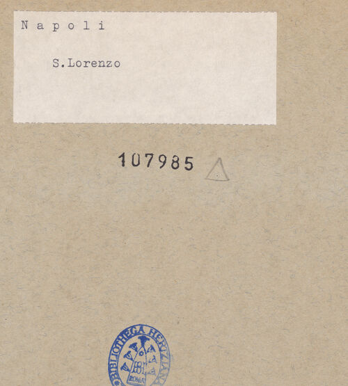 Rückseite von ICCD [https://www.deutsche-digitale-bibliothek.de/content/lizenzen/rv-fz/] San Lorenzo Maggiore - Die Apsis von Südosten während der Restaurierung von 1944, bh107985_recto. Foto.