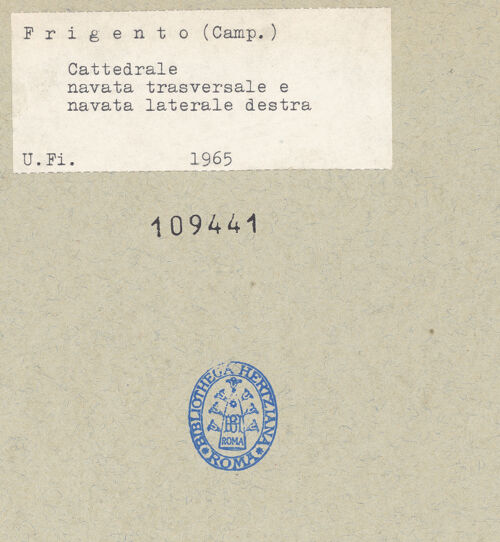 Rückseite von Bibliotheca Hertziana [https://www.deutsche-digitale-bibliothek.de/content/lizenzen/rv-fz/] Cattedrale - Rechtes Seitenschiff und Querhaus, bh109441_recto. Foto.