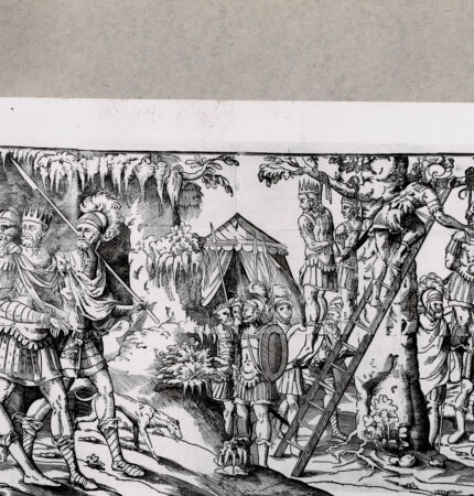 Rückseite von x [http://creativecommons.org/publicdomain/mark/1.0/] Josua tötet die fünf Könige der Amoriter - , bh110841. Foto.