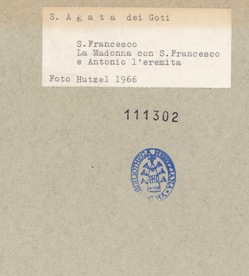 Rückseite von Hutzel, Max [https://www.deutsche-digitale-bibliothek.de/content/lizenzen/rv-ez/] Madonna zwischen den heiligen Antonius Abbas und Bernardino - Gesamtansicht, bh111302_recto. Foto: Hutzel, Max.