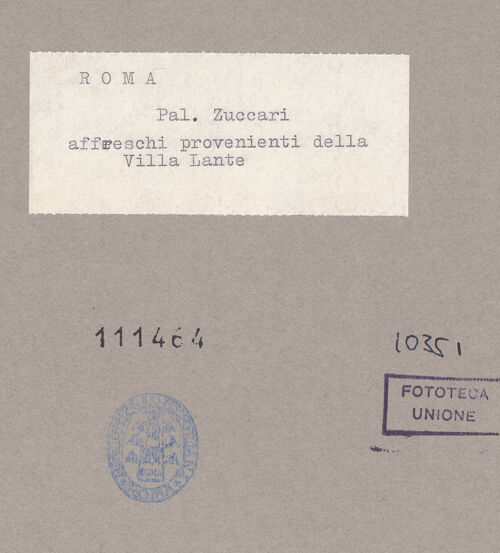 Rückseite von Alinari [https://www.deutsche-digitale-bibliothek.de/content/lizenzen/rv-ez/] Szenen aus der römischen Geschichte und MythologieTreffen von Janus und Saturn auf dem Janiculum (Gianicolo) - , bh111464_recto. Foto.