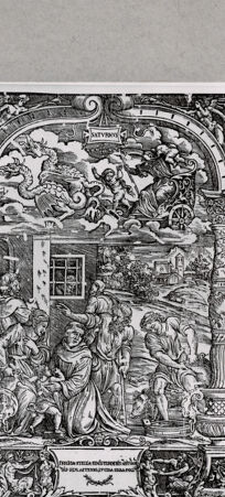 Rückseite von British Museum [https://www.deutsche-digitale-bibliothek.de/content/lizenzen/rv-ez/] Saturnus in einem von Drachen gezogenen Triumphwagen, darunter diverse Personen - , bh112080. Foto.