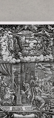 Rückseite von British Museum [https://www.deutsche-digitale-bibliothek.de/content/lizenzen/rv-ez/] Mercurius in einem von Hähnen gezogenen Triumphwagen, darunter diverse Personen - , bh112081. Foto.