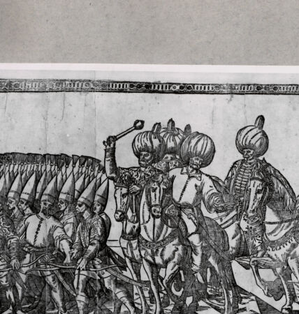 Rückseite von British Museum [https://www.deutsche-digitale-bibliothek.de/content/lizenzen/rv-ez/] Prozession von Sultan Süleyman dem Prächtigen zur Moschee, Teilstück - , bh112103. Foto.