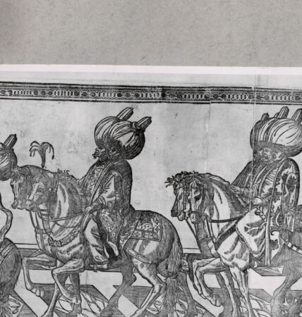 Rückseite von British Museum [https://www.deutsche-digitale-bibliothek.de/content/lizenzen/rv-ez/] Prozession von Sultan Süleyman dem Prächtigen zur Moschee, Teilstück - , bh112105. Foto.
