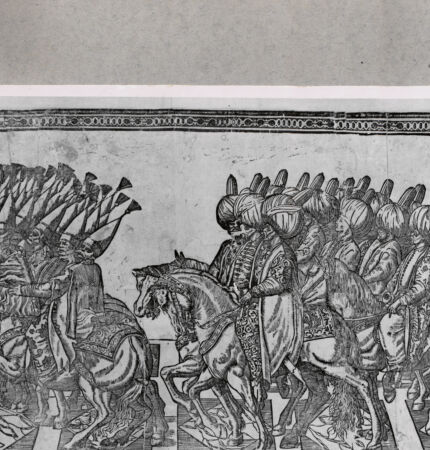 Rückseite von British Museum [https://www.deutsche-digitale-bibliothek.de/content/lizenzen/rv-ez/] Prozession von Sultan Süleyman dem Prächtigen zur Moschee, Teilstück - , bh112107. Foto.